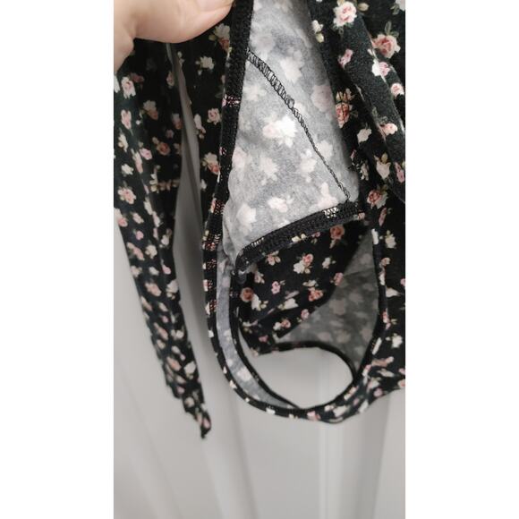 Victoria's Secret PINK Bodysuit Floral Thong Black Medium Y2K V-Neck - Picture 5 of 7